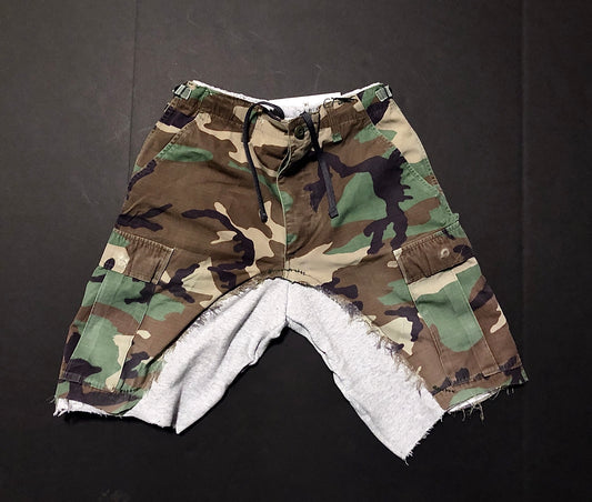 50/50 Woodland camo shorts/cotton shorts