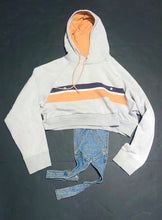 Load image into Gallery viewer, Up-cycled Hand crafted one of one cropped hoodie