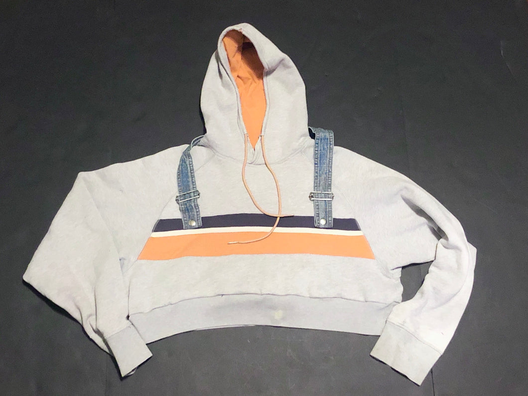 Up-cycled Hand crafted one of one cropped hoodie